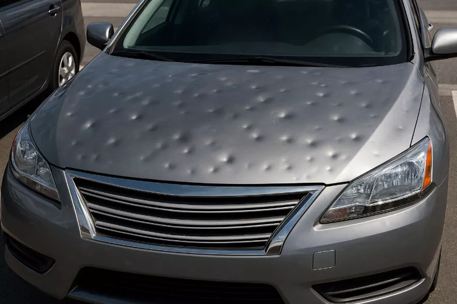 Hail Damage on a Car